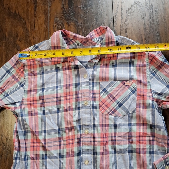 Vineyard Vines Girls Button Down Plaid Shirt Seaside Blue sz 14 - Picture 10 of 10